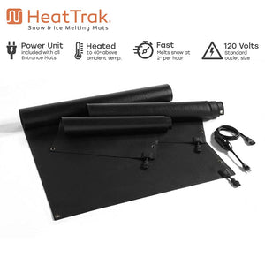 HeatTrak Heated Snow Melting Mats for Entrances - Heated Outdoor Mats - Electric Snow Melting Mats for Winter Snow Removal - Trusted Snow and Ice Melt Products - No-Slip Heated Door Mats (30” x 48")
