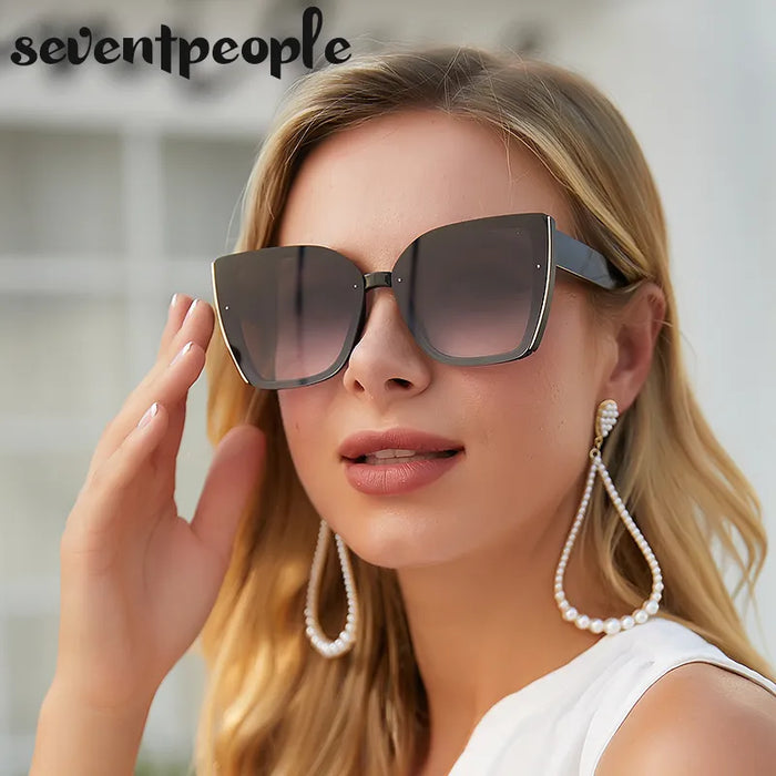 Oversized Cat Eye Sunglasses Women 2022 Luxury Brand Fashion Large Frame Square Sun Glasses for Men Retro Trendy Cateye Eyewear