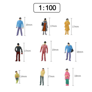 100Pcs 1:100/150/200 Scale Model Miniature Figures N Scale Painted Scenes Modelling People Assorted Poses