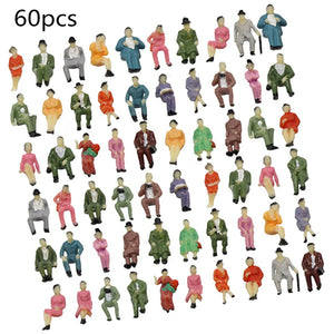 60pcs HO Scale 1:87 All Seated Passenger People Sitting Figures 30 Different Poses Model Train Layout P8711 Garden Decoration