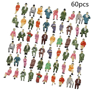 60pcs HO Scale 1:87 All Seated Passenger People Sitting Figures 30 Different Poses Model Train Layout P8711 Garden Decoration