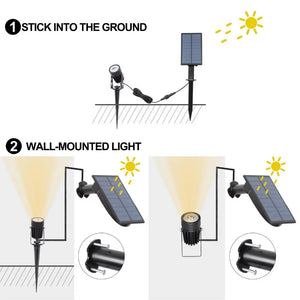 T-SUN LED Landscape Solar Spotlights Waterproof Outdoor Solar Lights Auto ON/OFF Solar Wall Lights for Garden Driveway Pathway