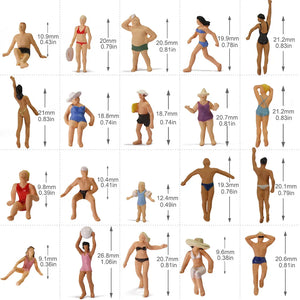 Evemodel 40pcs Different Poses HO Scale 1:87 Swimming Figures People Beach Scenery Layout Miniature P8720