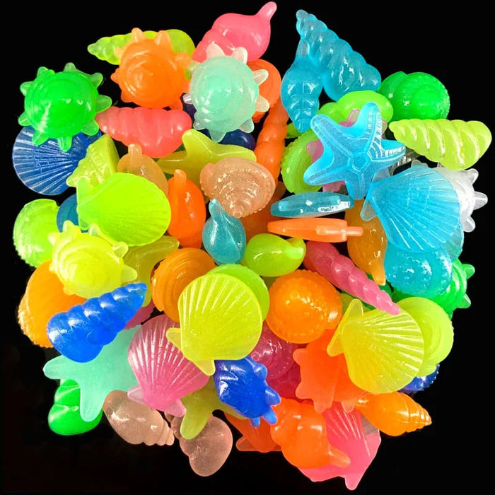 10/50pcs Luminous Glowing Stones Shell Shaped Starfish Shell For Fish Tank Table Walkways Garden Glow in the Dark Pebbles Decor