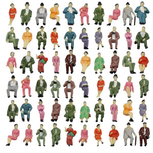 60pcs HO Scale 1:87 All Seated Passenger People Sitting Figures 30 Different Poses Model Train Layout P8711 Garden Decoration