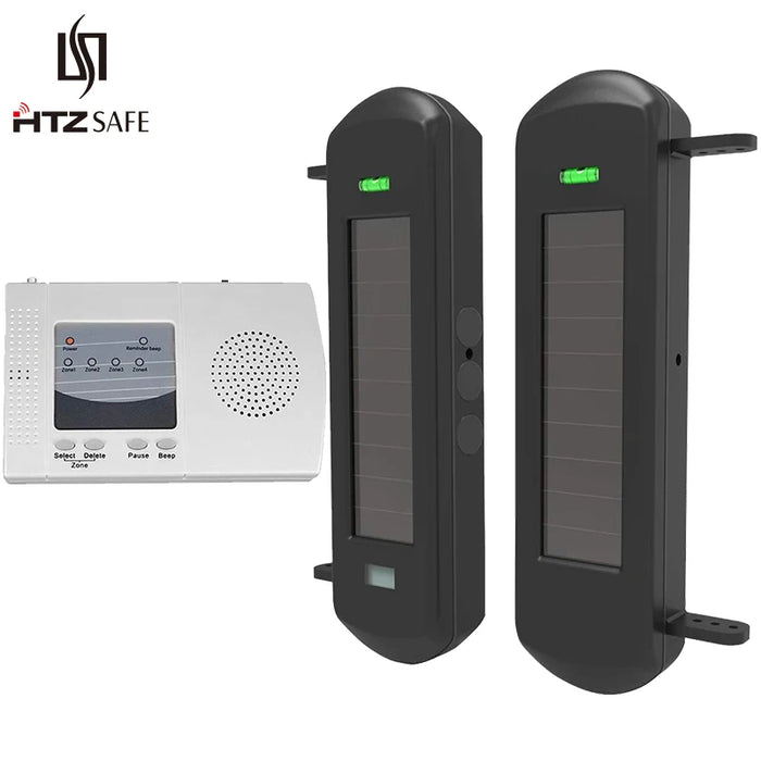 HTZSAFE Solar Beam Sensor Driveway Alarm System-800 Meters Wireless Range-100 Meters Sensor Range-DIY Home Security Alerts