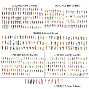 100pcs 1:100/1:150/1:75/1:50 Scale Plastic People Figures Model Building Passengers DIY Character Mixed Color Pose Kids Toys