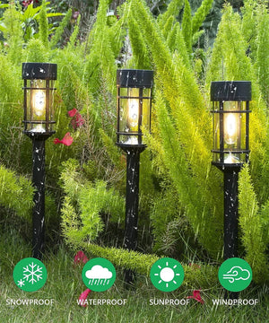 2pcs Solar Pathway Lights LED Solar Lights Outdoor Waterproof Glass Solar Garden Lights Landscape Lighting for Yard Lawn Walkway