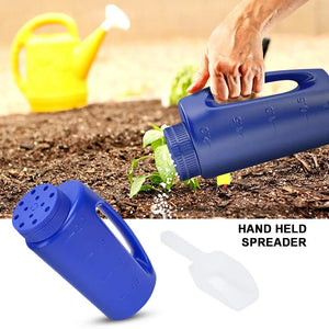 2L Hand Held Spreader Adjustable Hole Size For Seed Fertilizer Salt Gardening Tool Watering Can Seeding Tool Portable Fertilizer