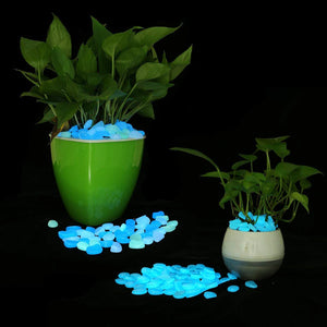 500pcs Glow in The Dark Garden Pebbles Stones Rocks for Yard and Walkways Decor DIY Decorative Luminous Stones in Blue