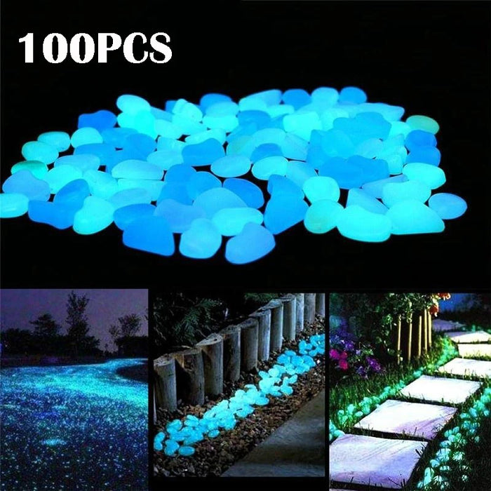 100pcs Luminous Stones Glow In The Dark Pebbles Glowing Stones Outdoor Walkways Home Garden Yard Decor Fish Tank Pebble Rocks