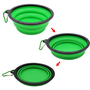 Outdoor Portable Pet Folding Bowl Silicone Dog Feeders with Hanging Hook Cat Dog Bowl Pet Items Dog Food Bowl Mascotas