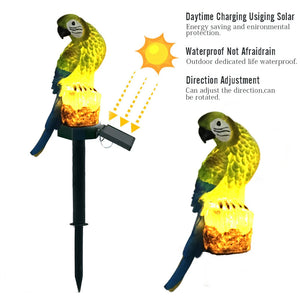 Solar Garden Stake Lights Resin Parrot Solar Lights Outdoor Statues IP65 Waterproof LED Decorative Lights for Walkway Lawn Owl