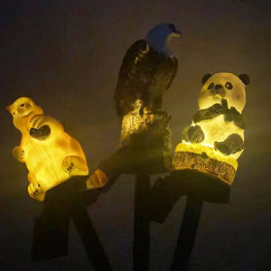 Solar Garden Stake Lights Resin Parrot Solar Lights Outdoor Statues IP65 Waterproof LED Decorative Lights for Walkway Lawn Owl