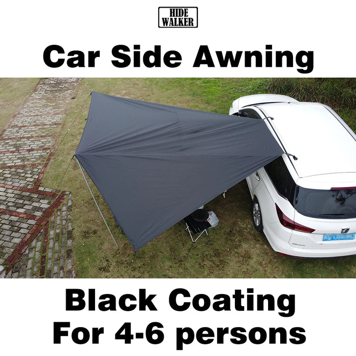 Car side Awning Tent Black Coating Tarp 2x3 Outdoor Waterproof Camping Black Coated Car Rear Shelter SUV Self-driving Supplies