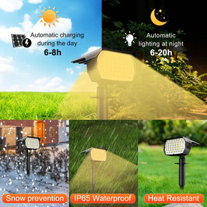 Solar Landscape SpotLights Outdoor 46/48 LEDs Solar Powered Wall Lights 3 Modes Waterproof 2-in-1 Garden Yard Driveway Walkway