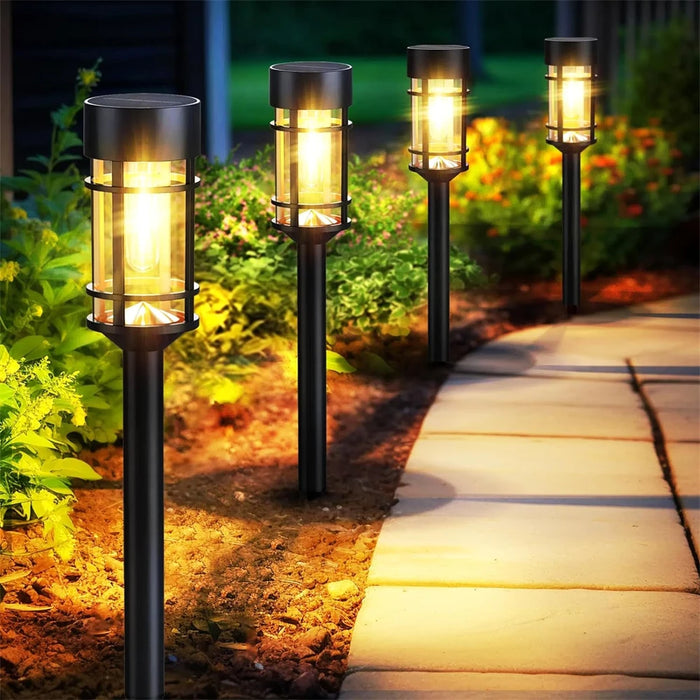 2pcs Solar Pathway Lights LED Solar Lights Outdoor Waterproof Glass Solar Garden Lights Landscape Lighting for Yard Lawn Walkway