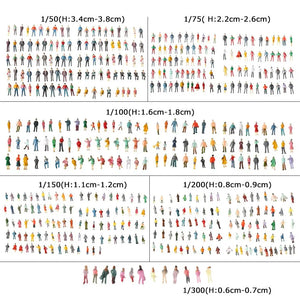 100Pcs/Bag 1:100/1:150/1:75/1:50 Scale Plastic People Figures Model Building Passengers DIY Character Mixed Color Pose Kids Toys