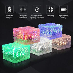 Solar Garden Lights Outdoor Paver Square Brick Ice Cube Sunlight Patio Walkway Pathway Step Solar Lamp Christmas Holiday Decor