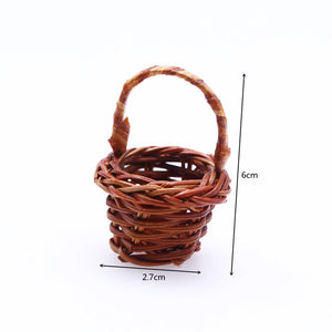 Mini Tengbian Handheld Basket Flower Basket Doll House BJD Miniature Scene Dining Basket Handmade DIY Weaving Decor Accessories