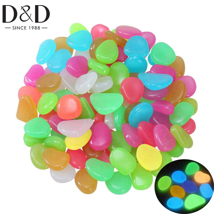 200/50pcs Luminous Stones Glow in The Dark Garden Pebbles Rocks for Home Outdoor Walkways Garden Path Patio Lawn Yard Fish Tank