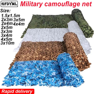 1.5mx1m 4mx5m Military Camouflage Nets White Blue Beige Desert for Hunting Hiding Mesh Outdoor Awning Garden Shading Gazebo