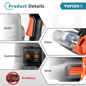 Yofidra 3000W Cordless Electric Air Blower 2 Gears Powerful Leaf Vacuum  Blower Dust Snow Cleannig Tools For Makita 18V Battery