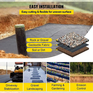 Driveway Fabric For Commercial Grade Landscape Garden Weed Barrier Geotextile Underlayment Gravel Ground Cover Drainage Cloth