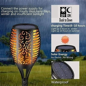 1/2/4/6/8/10Pcs Solar Flame Torch Light Flickering Light Waterproof Garden Decoration Outdoor Lawn Path Yard Patio Floor Lamp