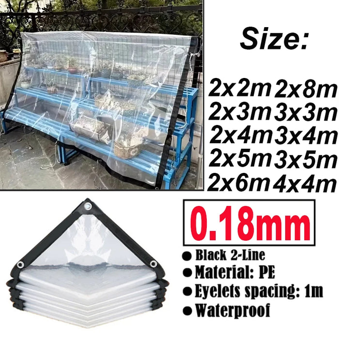 Thicken Transparent Waterproof Tarpaulin Garden Rainproof Clear Poly Tarp Plant Cover Insulation Shed Cloth with Grommets