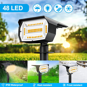 Solar Landscape SpotLights Outdoor 46/48 LEDs Solar Powered Wall Lights 3 Modes Waterproof 2-in-1 Garden Yard Driveway Walkway