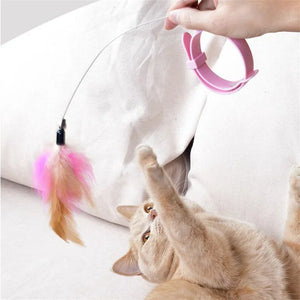 Interactive Cat Toys Funny Feather Teaser Stick with Bell Pets Collar Kitten Playing Teaser Wand Training Toys for Cats Supplies