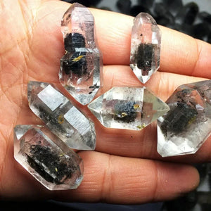 Natural Herkimer Diamond Black Crystal Mineral Energy Raw Stone Reiki Healing Gemstones Power Home Ornament Guardian Stone 1-10g