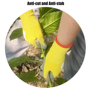 Kids Durable Waterproof Garden Work Gloves Non-Slip Children Safety Yard Work Gloves Portable Garden Supplies Gardening Gloves