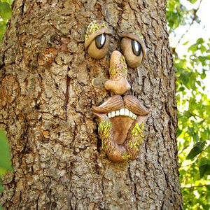 Bark Ghost Face Facial Features Old Man Tree Decorat Yard Art Decorations Monsters Sculpture Outdoor DIY Halloween Ornaments