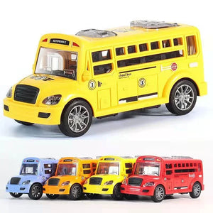 School Bus Model Car For Children Toys, Kids Educational Toy Cars, Miniature Game Vehicle Inertia Wheel, Boys Birthday Gift