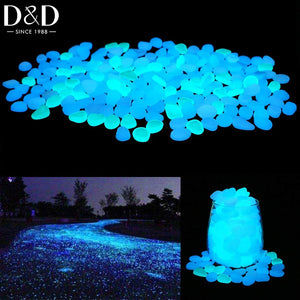 500pcs Glow in The Dark Garden Pebbles Stones Rocks for Yard and Walkways Decor DIY Decorative Luminous Stones in Blue