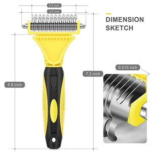 Pets Stainless Steel Grooming Brush Two-Sided Shedding and Dematting Undercoat Rake Comb for Dog Cat Remove Knots Tangles Easily