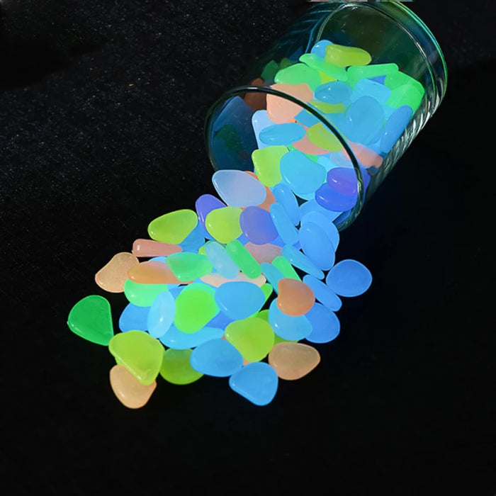 10pcs/lot Luminous Pebbles Rocks Garden Ornaments Stone Glow In The Dark GardenFor Walkways Fish Tank Decorations