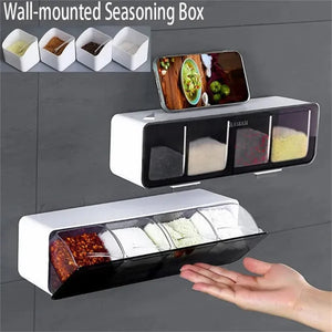 4 In 1 Seasoning Box Spice Seasoning Storage Box for Kitchen Accessories Sugar Salt Spices Container Organizer Kitchen Utensils