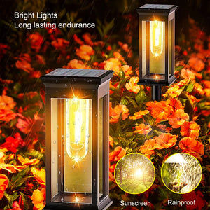 LED Solar Outdoor Pathway Lights Tungsten Filament Bulb Solar Path Walkway Lighting Waterproof Landscape Yard Lawn Driveway