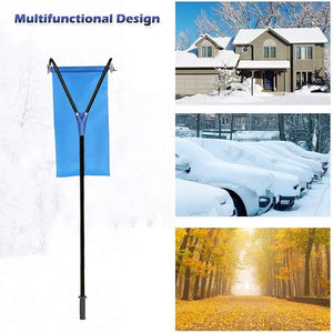 193-650cm Roof Snow Rake Telescopic Skid-proof Rod Snows Removal System Extendable Handle Adjustable Length Snow Cleaning Tool