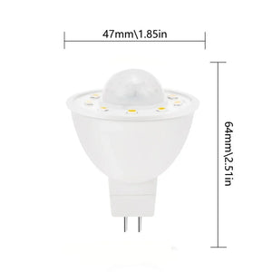 MR16 PIR Motion&Night Light Sensor LED Bulb 3.5W Equivalent 50W 500lm White 6000K Stairs Garage Corridor Walkway Hallway 2Pack