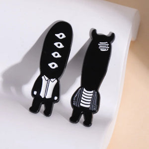 black white people bird Enamel Pin Cute Anime Badges Brooch for Clothes Backpack Hat Fashion Jewelry Accessories Kids Gifts