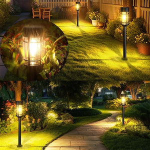 2pcs Solar Pathway Lights LED Solar Lights Outdoor Waterproof Glass Solar Garden Lights Landscape Lighting for Yard Lawn Walkway