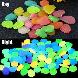 100pcs Luminous Stones Glow In The Dark Pebbles Glowing Stones Outdoor Walkways Home Garden Yard Decor Fish Tank Pebble Rocks