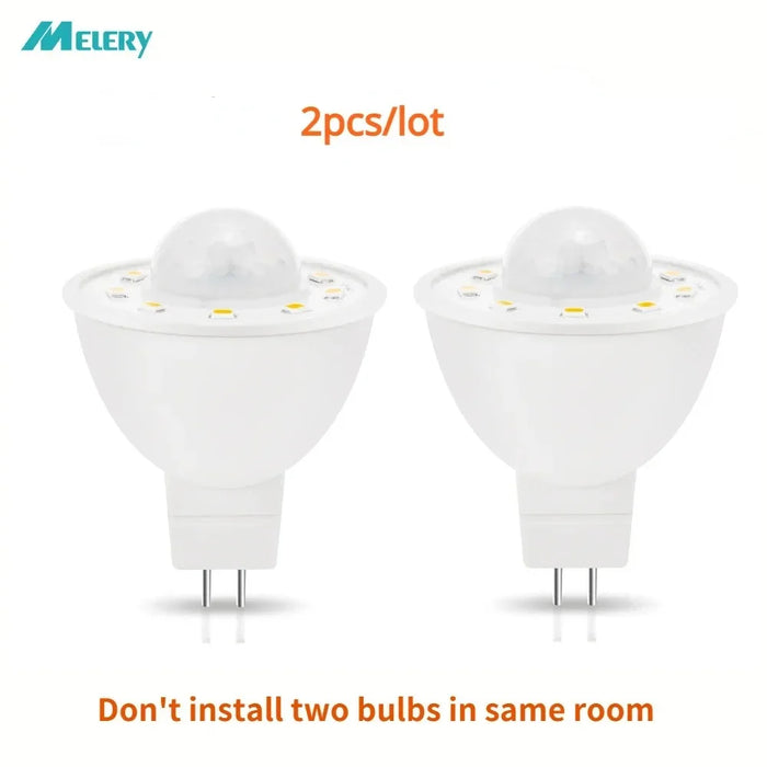 MR16 PIR Motion&Night Light Sensor LED Bulb 3.5W Equivalent 50W 500lm White 6000K Stairs Garage Corridor Walkway Hallway 2Pack