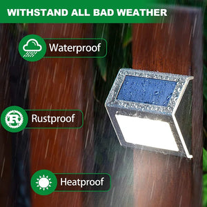 Solar Powered Deck Lights Waterproof Light Stainless Steel Security Wall Lamps for Step Walkway Patio Garden Pathway