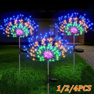 Solar Garden Lights Outdoor 90LED Solar Firework Lights Waterproof Pathway Decor Lamp For Patio Flowerbed Yard Walkway