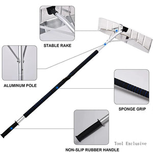 Aluminum Extension Pole Lightweight Roof Snow Shovel Rake 20 Ft High Reach Outdoor Snow Removal Tools Snow Shovel Scraper Rake